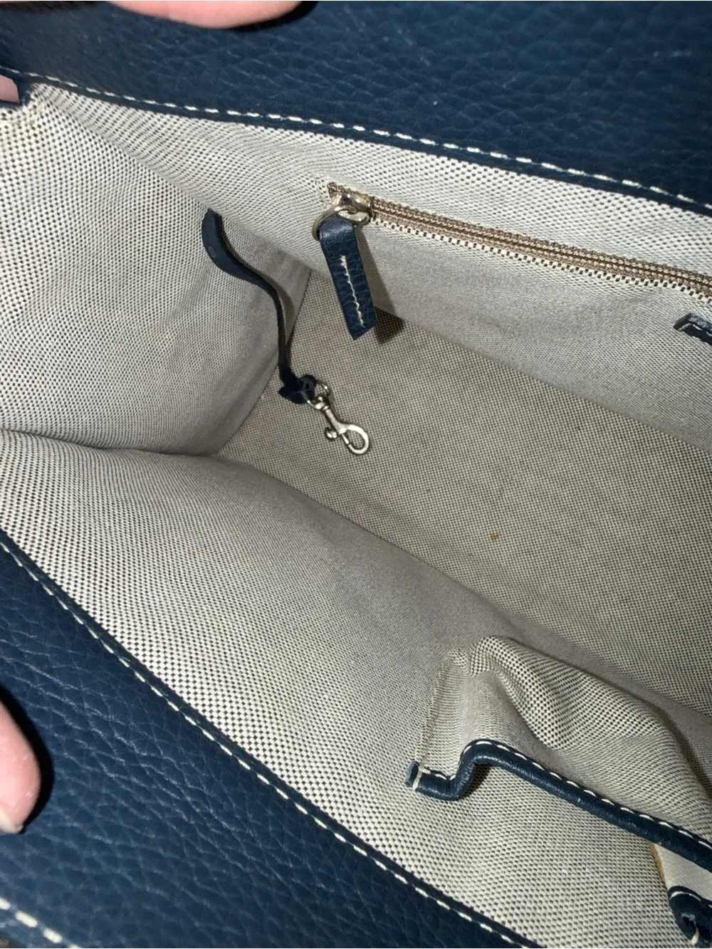 Dooney & Bourke Blue Pebbled Leather Double-Pocket Satchel Briefcase